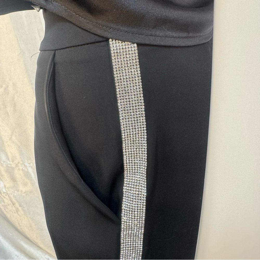 NWT Forever 21 black and rhinestone 2 piece cami and pants size S - Picture 2 of 16